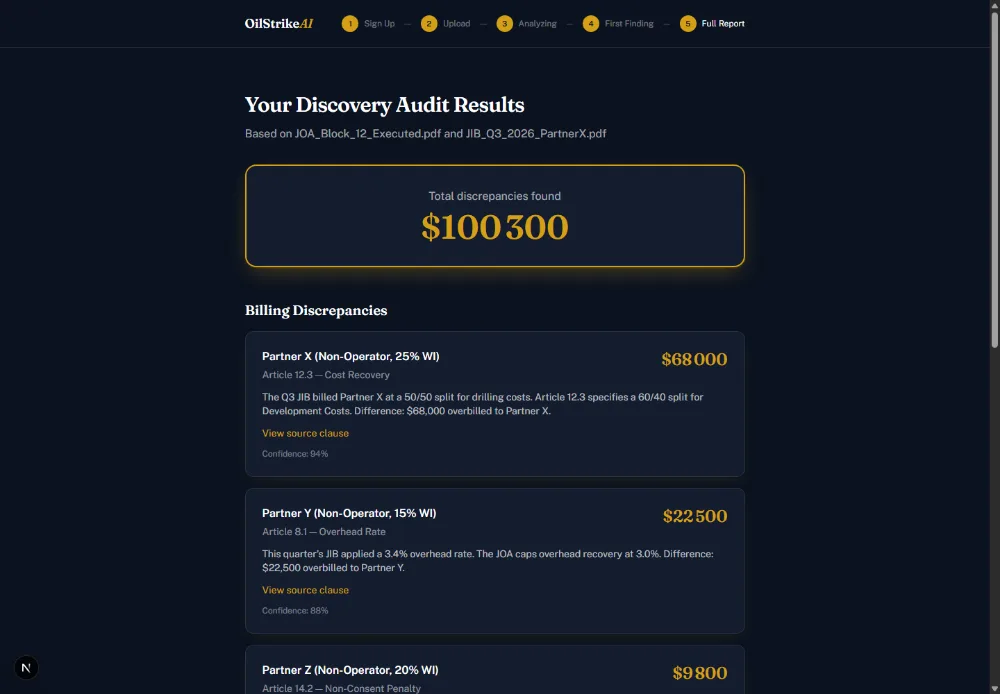 OilStrikeAI automated audit report